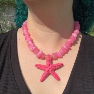 Neon Pink Starfish Necklace