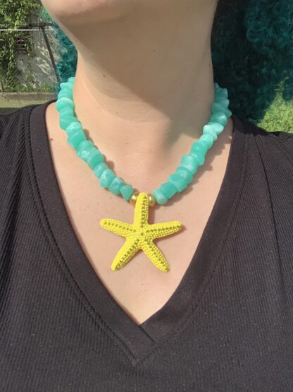 Neon Yellow Starfish Necklace