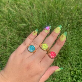 Bling Smiley Adjustable Ring (size 6-7)