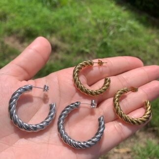 Stainless Steel Twisted Hoops